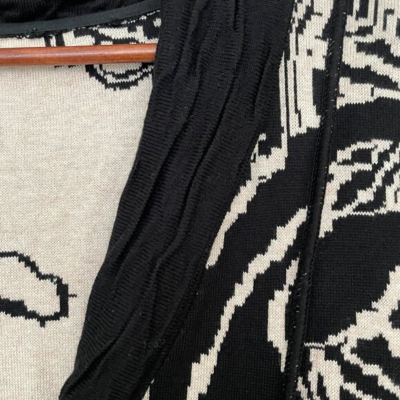 Shawl Collar Button Cardigan Long Sleeve Black Tan Large - Picture 6 of 6